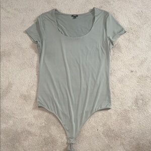 Express Sage Green Scoop Neck Short Sleeve Bodysuit